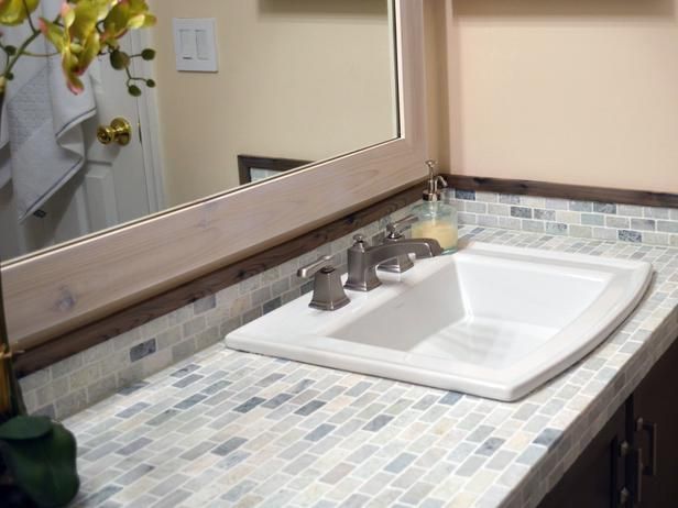 tiled countertop bathroom vessel sink